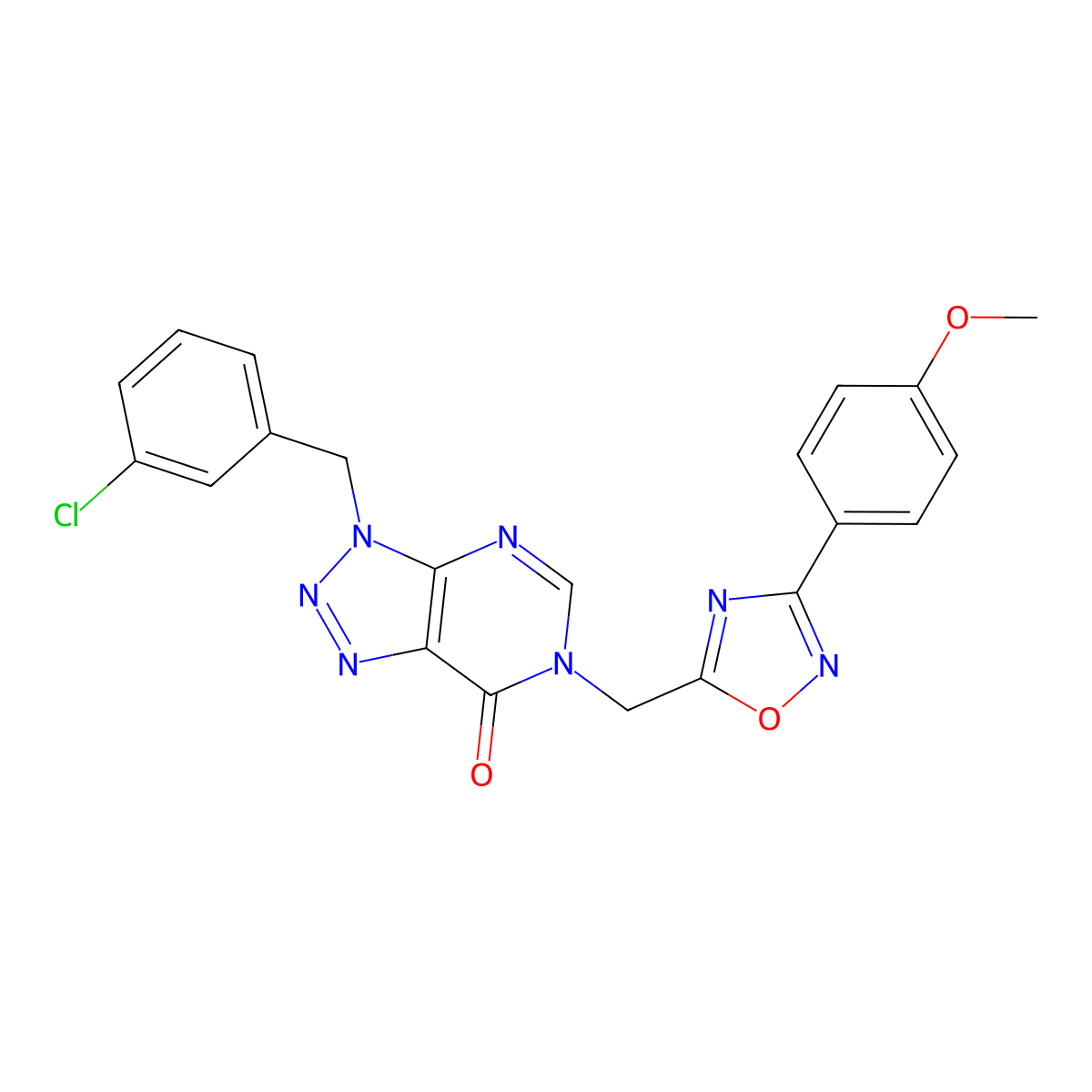 3-(3-chlorobenzyl)-6-{[3-(4-methoxyphenyl)-1,2,4-oxadiazol-5-yl]methyl}-3,6-dihydro-7H-[1,2,3]triazolo[4,5-d]pyrimidin-7-one molecular structure, CAS 1040639-00-6