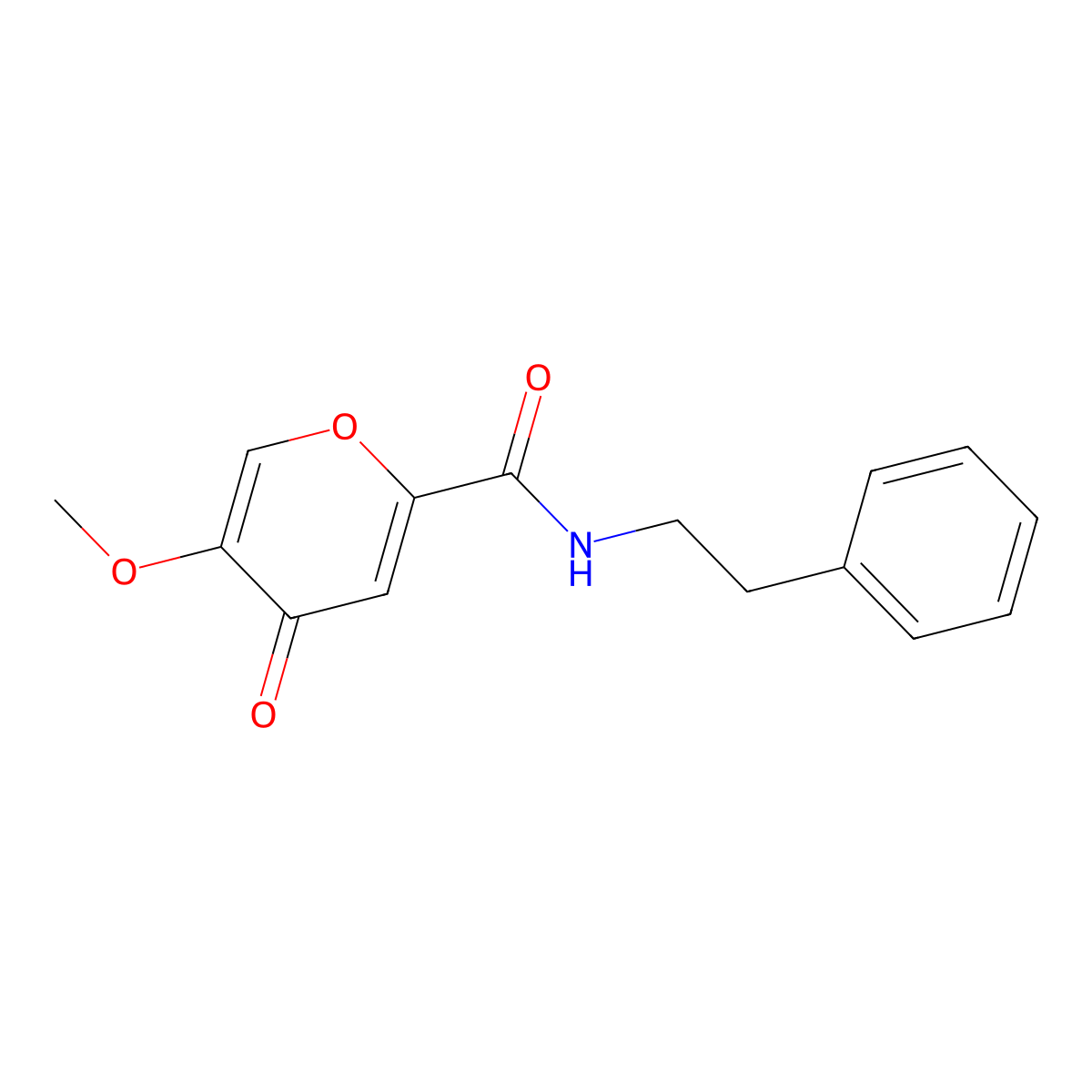 5-methoxy-4-oxo-N-phenethyl-4H-pyran-2-carboxamide molecular structure, CAS 1040639-04-0
