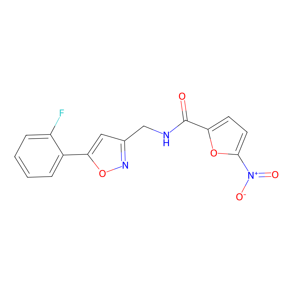 N-((5-(2-fluorophenyl)isoxazol-3-yl)methyl)-5-nitrofuran-2-carboxamide molecular structure, CAS 1040639-06-2