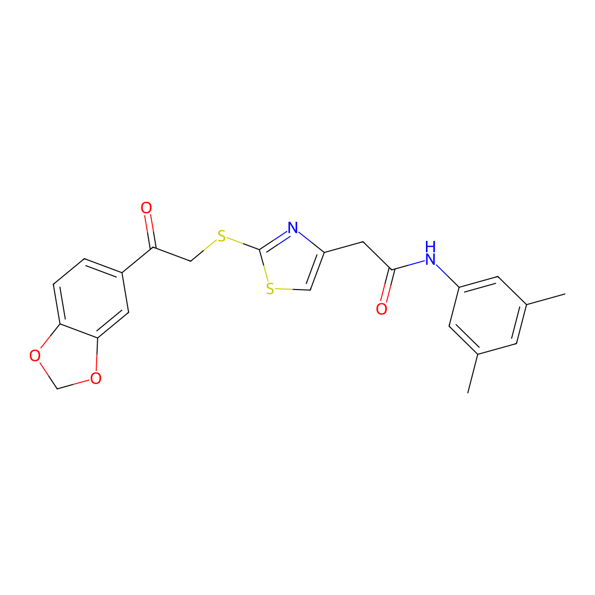 2-(2-((2-(benzo[d][1,3]dioxol-5-yl)-2-oxoethyl)thio)thiazol-4-yl)-N-(3,5-dimethylphenyl)acetamide molecular structure, CAS 1040639-07-3