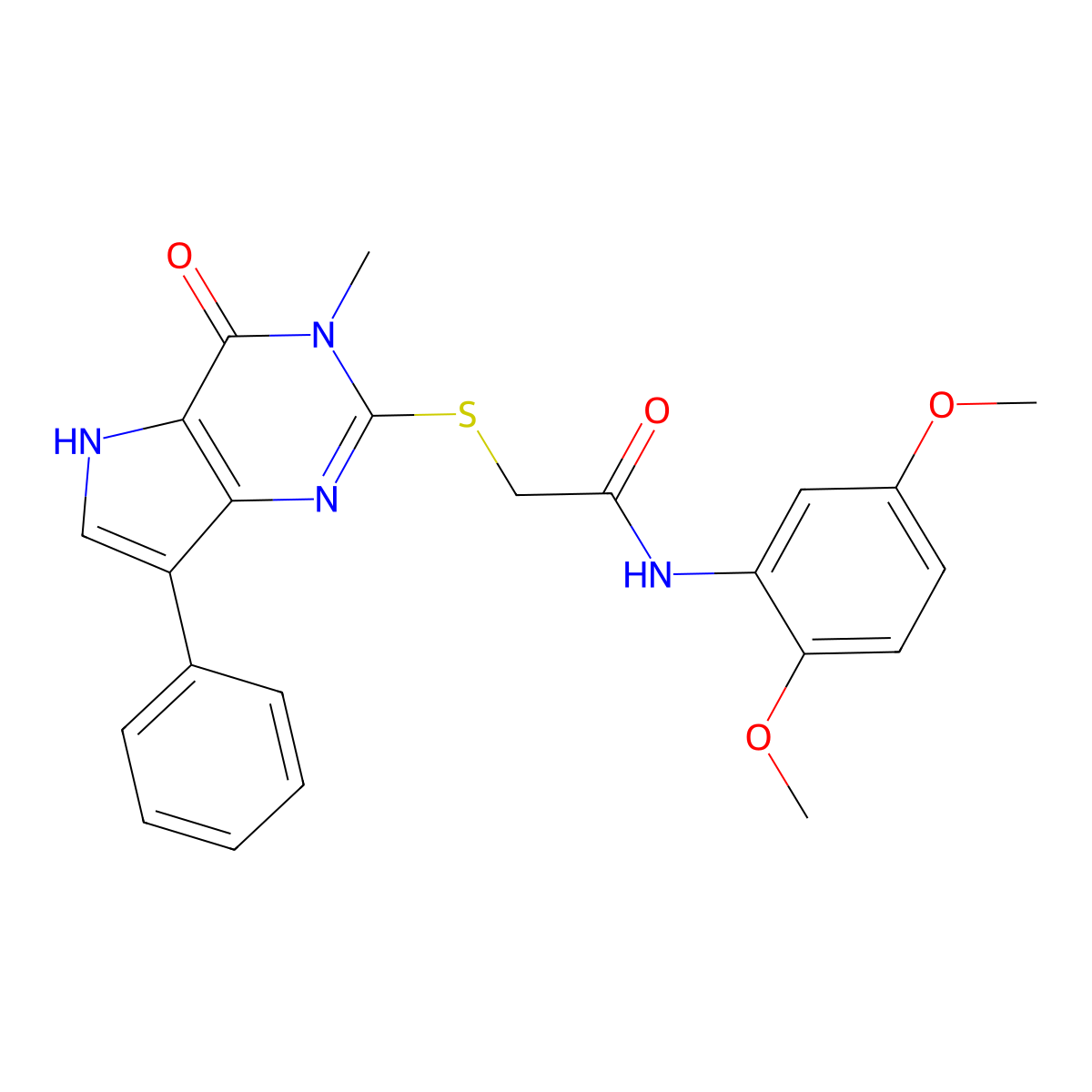 N-(2,5-dimethoxyphenyl)-2-({3-methyl-4-oxo-7-phenyl-3H,4H,5H-pyrrolo[3,2-d]pyrimidin-2-yl}sulfanyl)acetamide molecular structure, CAS 1040639-10-8