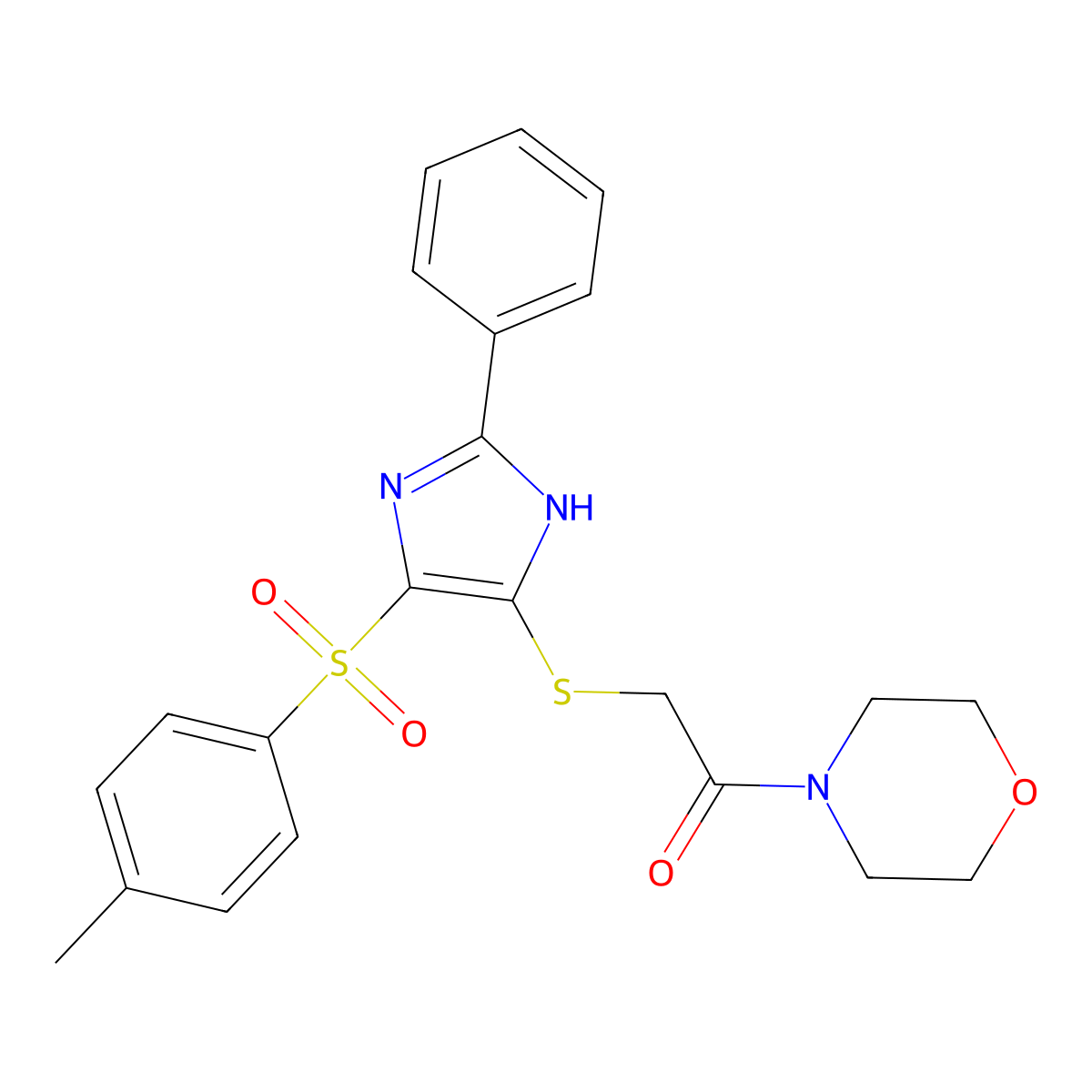 1-morpholino-2-((2-phenyl-4-tosyl-1H-imidazol-5-yl)thio)ethanone molecular structure, CAS 1040639-11-9