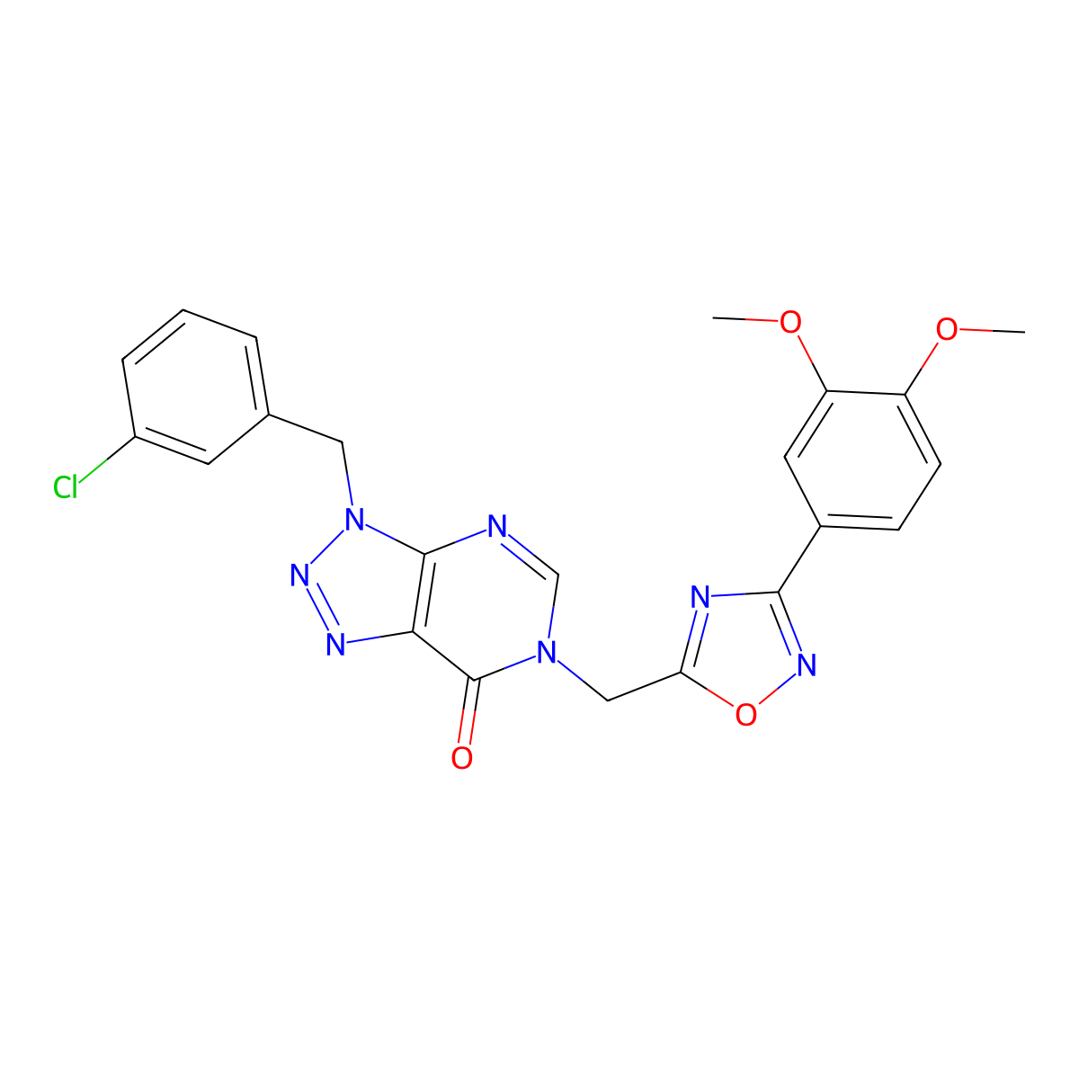 3-(3-chlorobenzyl)-6-{[3-(3,4-dimethoxyphenyl)-1,2,4-oxadiazol-5-yl]methyl}-3,6-dihydro-7H-[1,2,3]triazolo[4,5-d]pyrimidin-7-one molecular structure, CAS 1040639-16-4