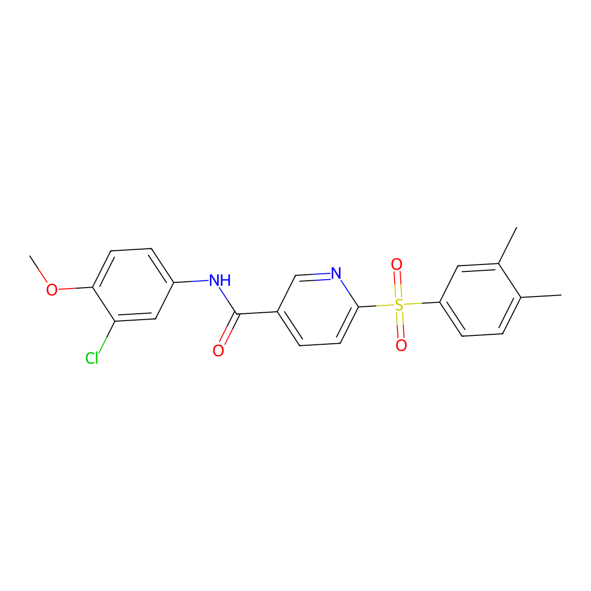 N-(3-chloro-4-methoxyphenyl)-6-((3,4-dimethylphenyl)sulfonyl)nicotinamide molecular structure, CAS 1040639-17-5