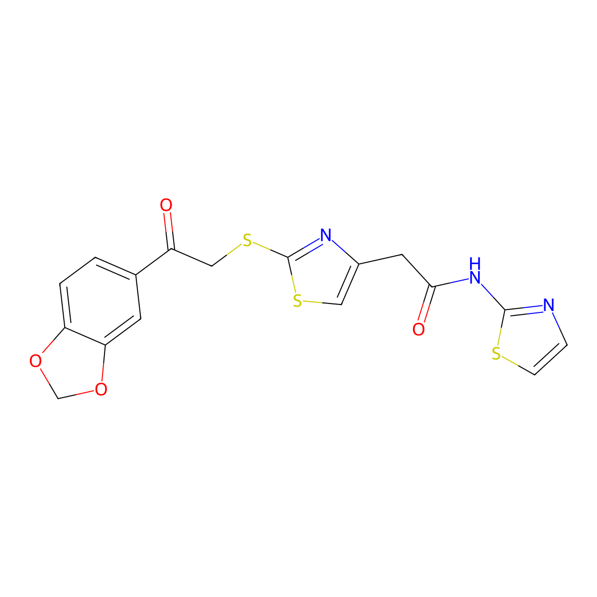 2-(2-((2-(benzo[d][1,3]dioxol-5-yl)-2-oxoethyl)thio)thiazol-4-yl)-N-(thiazol-2-yl)acetamide molecular structure, CAS 1040639-23-3
