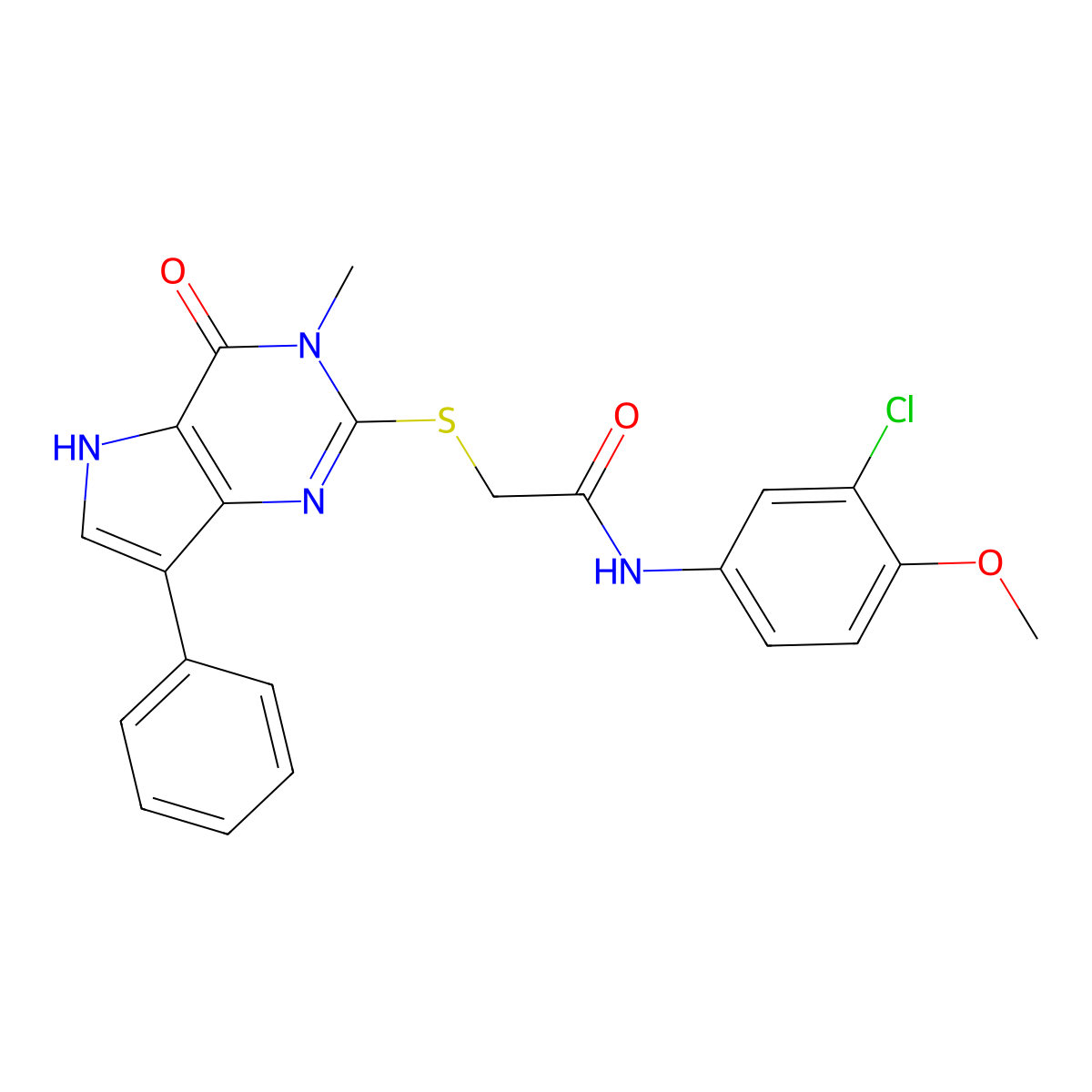 N-(3-chloro-4-methoxyphenyl)-2-((3-methyl-4-oxo-7-phenyl-4,5-dihydro-3H-pyrrolo[3,2-d]pyrimidin-2-yl)thio)acetamide molecular structure, CAS 1040639-26-6