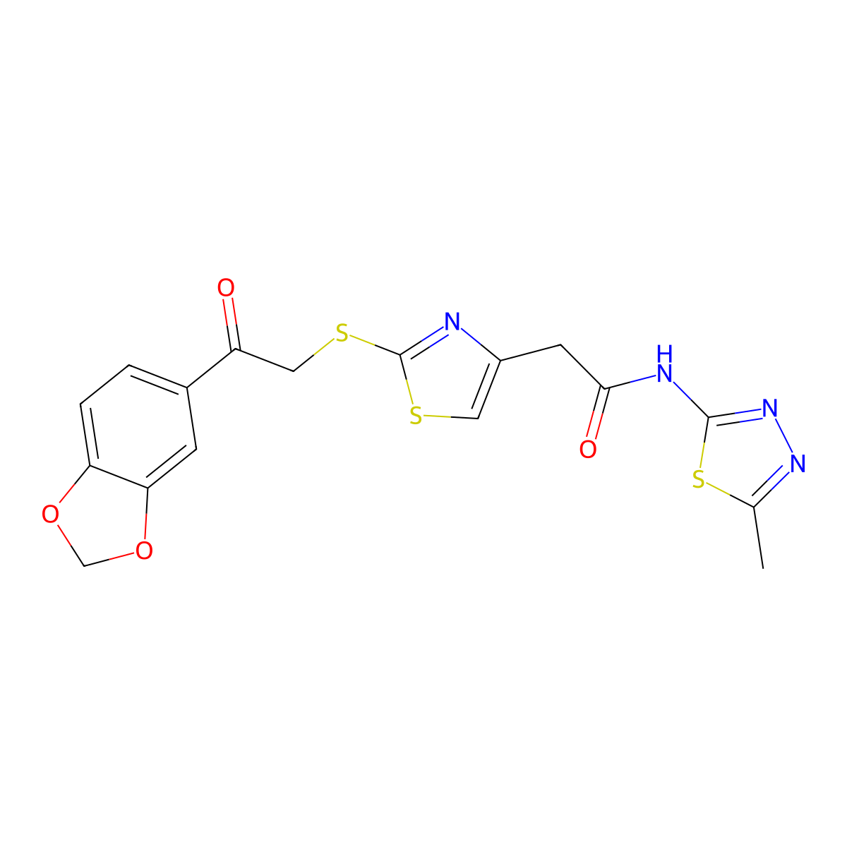 2-(2-((2-(benzo[d][1,3]dioxol-5-yl)-2-oxoethyl)thio)thiazol-4-yl)-N-(5-methyl-1,3,4-thiadiazol-2-yl)acetamide molecular structure, CAS 1040639-31-3