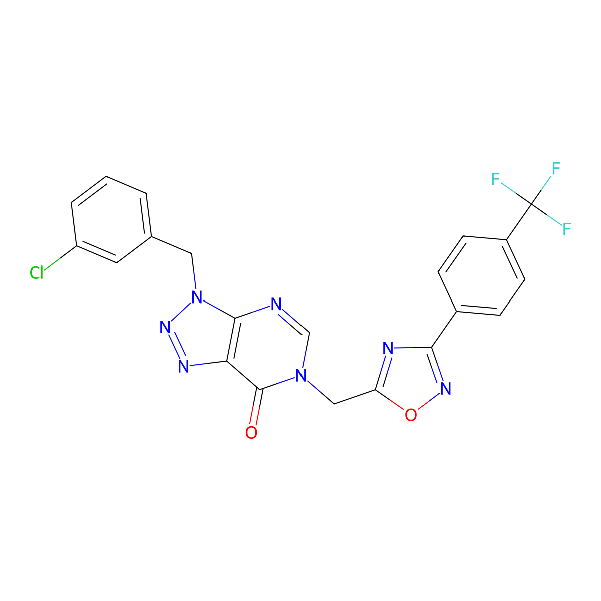 3-[(3-chlorophenyl)methyl]-6-({3-[4-(trifluoromethyl)phenyl]-1,2,4-oxadiazol-5-yl}methyl)-3H,6H,7H-[1,2,3]triazolo[4,5-d]pyrimidin-7-one molecular structure, CAS 1040639-32-4