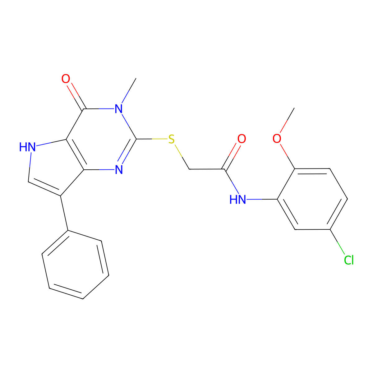 N-(5-chloro-2-methoxyphenyl)-2-({3-methyl-4-oxo-7-phenyl-3H,4H,5H-pyrrolo[3,2-d]pyrimidin-2-yl}sulfanyl)acetamide molecular structure, CAS 1040639-33-5