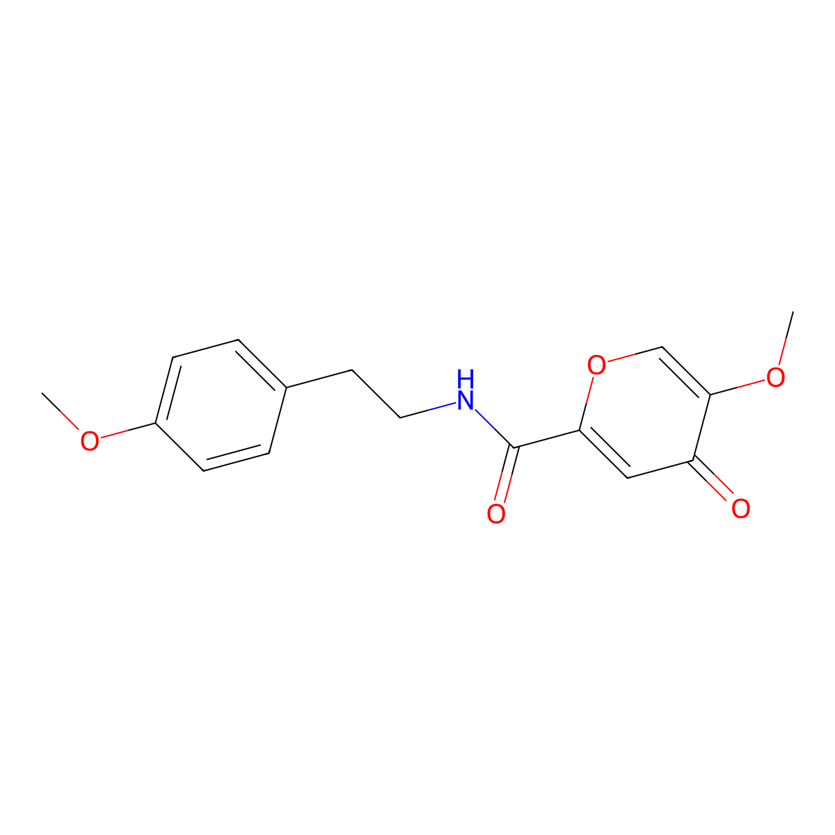 5-methoxy-N-(4-methoxyphenethyl)-4-oxo-4H-pyran-2-carboxamide molecular structure, CAS 1040639-35-7