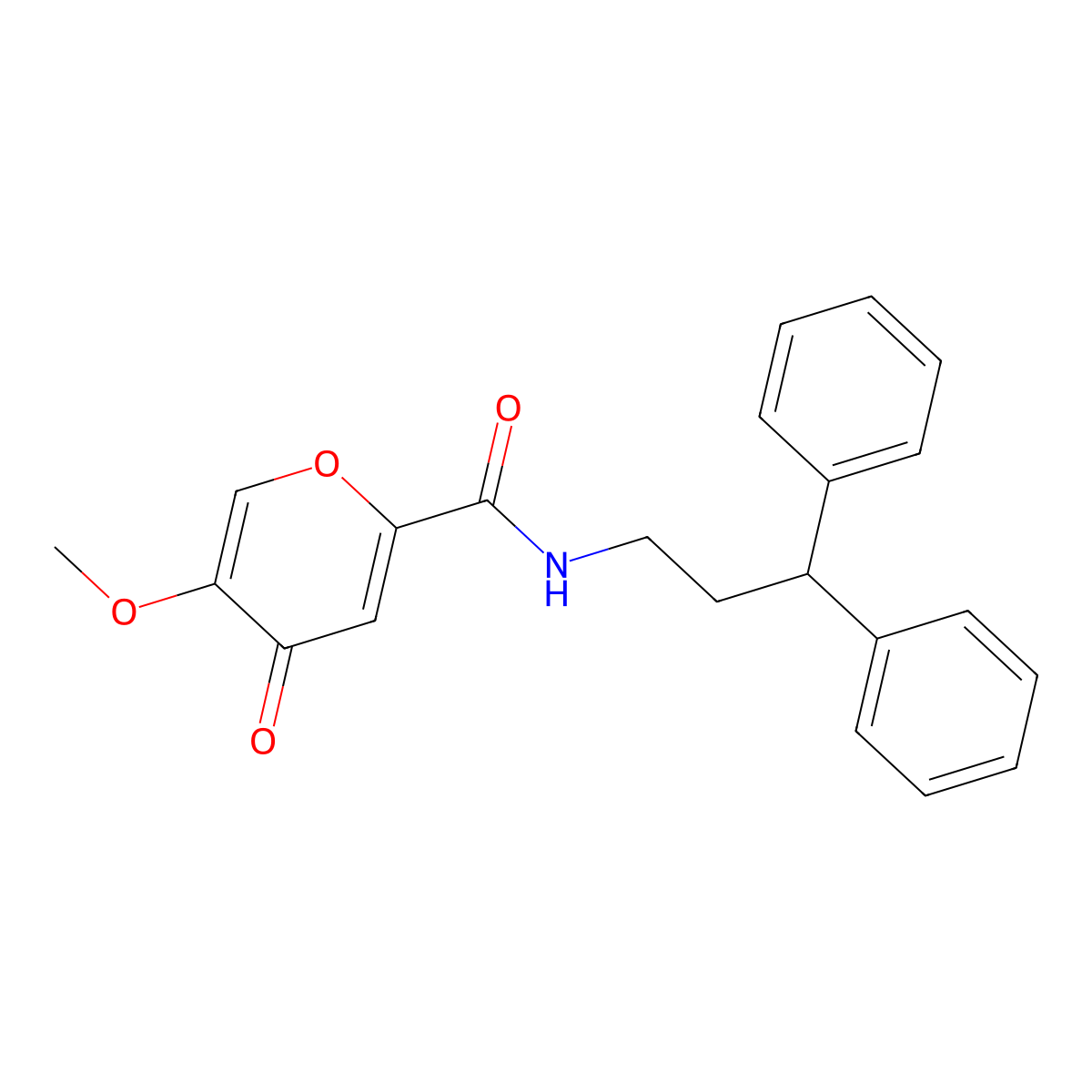 N-(3,3-diphenylpropyl)-5-methoxy-4-oxo-4H-pyran-2-carboxamide molecular structure, CAS 1040639-42-6