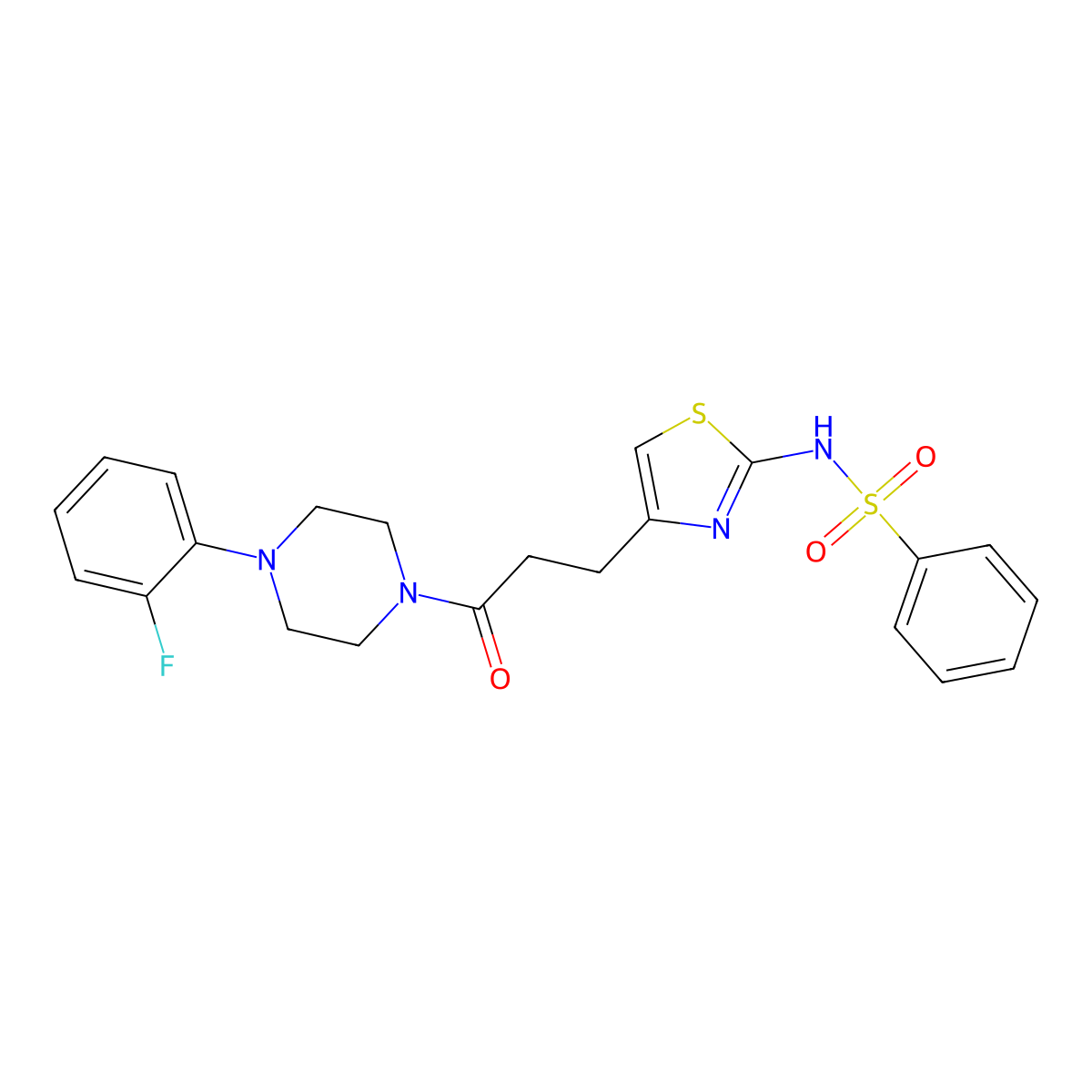 N-(4-{3-[4-(2-fluorophenyl)piperazin-1-yl]-3-oxopropyl}-1,3-thiazol-2-yl)benzenesulfonamide molecular structure, CAS 1040639-43-7