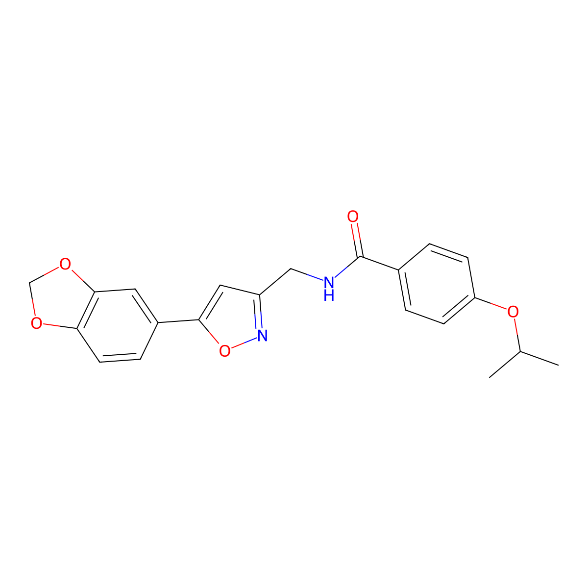 N-{[5-(2H-1,3-benzodioxol-5-yl)-1,2-oxazol-3-yl]methyl}-4-(propan-2-yloxy)benzamide molecular structure, CAS 1040639-44-8