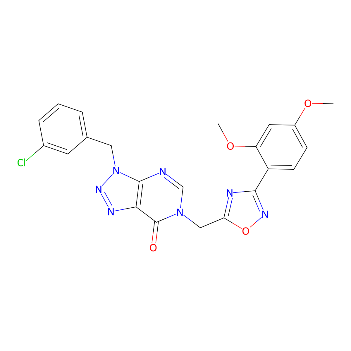 3-[(3-chlorophenyl)methyl]-6-{[3-(2,4-dimethoxyphenyl)-1,2,4-oxadiazol-5-yl]methyl}-3H,6H,7H-[1,2,3]triazolo[4,5-d]pyrimidin-7-one molecular structure, CAS 1040639-46-0