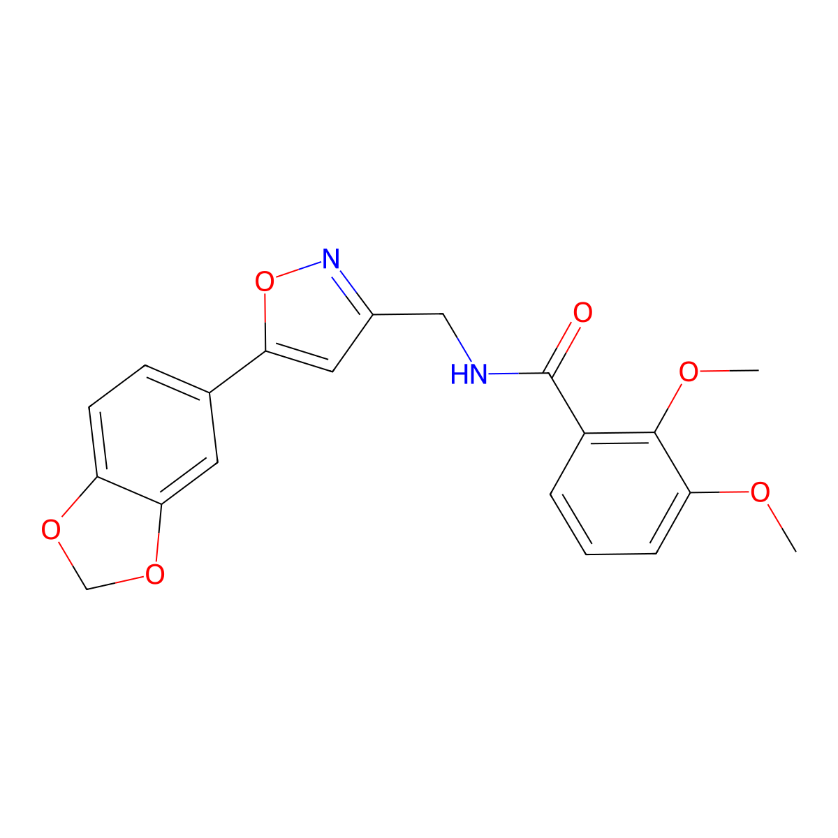 N-{[5-(2H-1,3-benzodioxol-5-yl)-1,2-oxazol-3-yl]methyl}-2,3-dimethoxybenzamide molecular structure, CAS 1040639-51-7