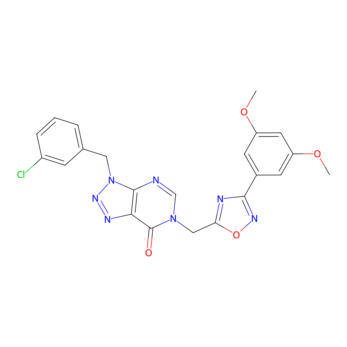 3-[(3-chlorophenyl)methyl]-6-{[3-(3,5-dimethoxyphenyl)-1,2,4-oxadiazol-5-yl]methyl}-3H,6H,7H-[1,2,3]triazolo[4,5-d]pyrimidin-7-one molecular structure, CAS 1040639-53-9