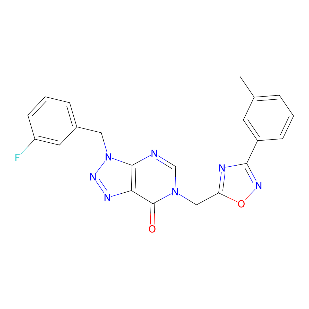 3-[(3-fluorophenyl)methyl]-6-{[3-(3-methylphenyl)-1,2,4-oxadiazol-5-yl]methyl}-3H,6H,7H-[1,2,3]triazolo[4,5-d]pyrimidin-7-one molecular structure, CAS 1040639-60-8