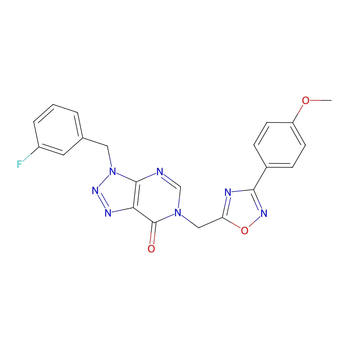 3-[(3-fluorophenyl)methyl]-6-{[3-(4-methoxyphenyl)-1,2,4-oxadiazol-5-yl]methyl}-3H,6H,7H-[1,2,3]triazolo[4,5-d]pyrimidin-7-one molecular structure, CAS 1040639-67-5