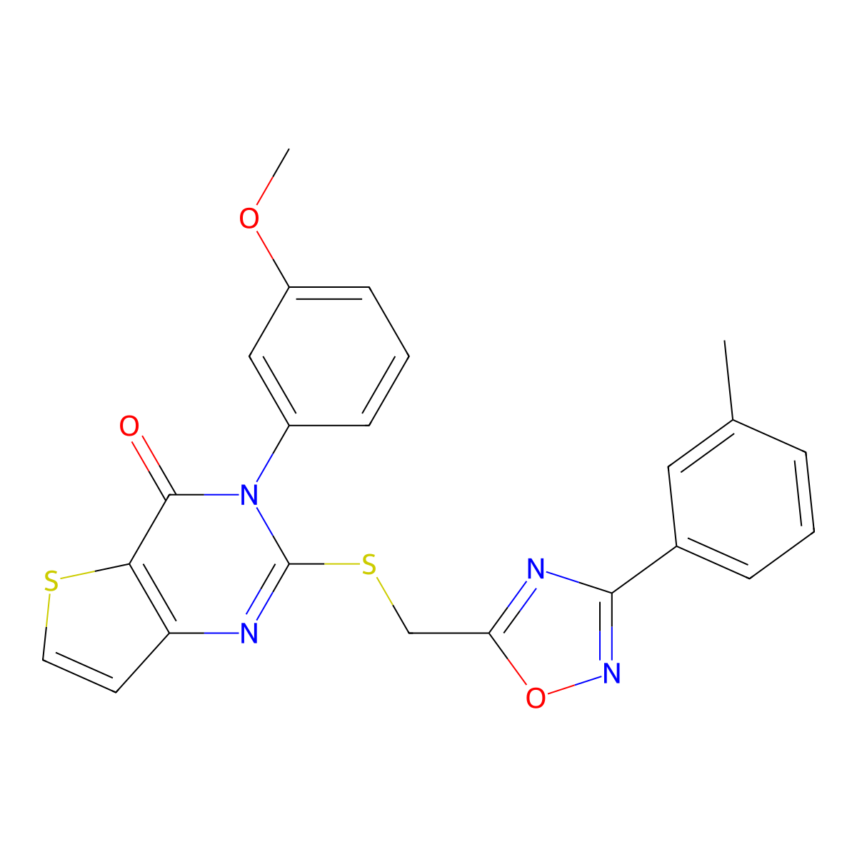 3-(3-methoxyphenyl)-2-({[3-(3-methylphenyl)-1,2,4-oxadiazol-5-yl]methyl}sulfanyl)-3H,4H-thieno[3,2-d]pyrimidin-4-one molecular structure, CAS 1040639-70-0
