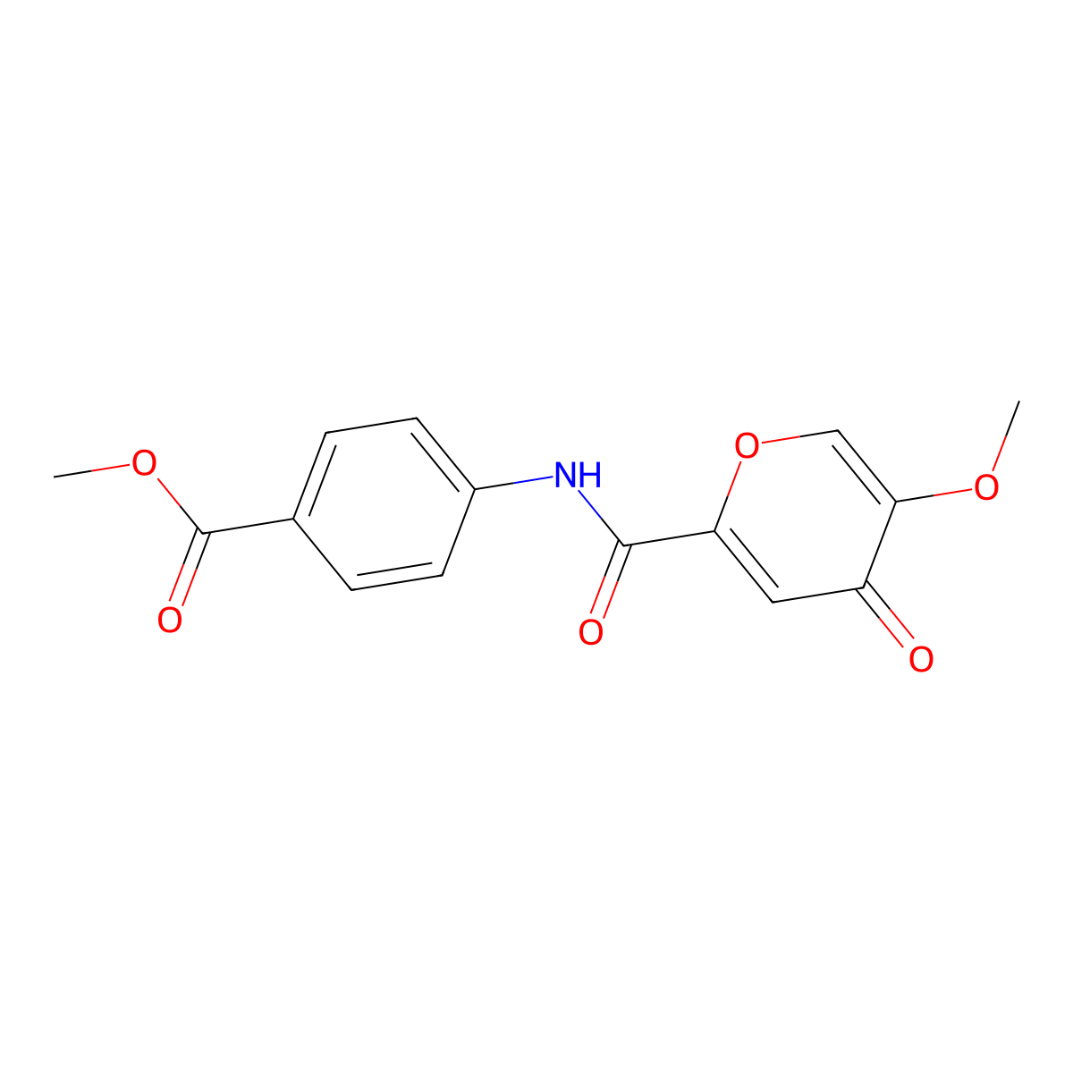 methyl 4-(5-methoxy-4-oxo-4H-pyran-2-carboxamido)benzoate molecular structure, CAS 1040639-71-1