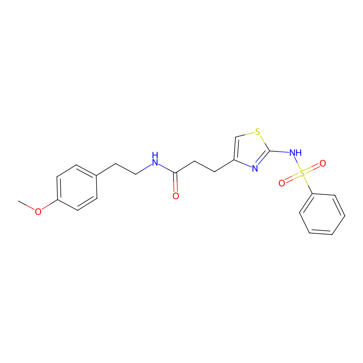 3-(2-benzenesulfonamido-1,3-thiazol-4-yl)-N-[2-(4-methoxyphenyl)ethyl]propanamide molecular structure, CAS 1040639-72-2