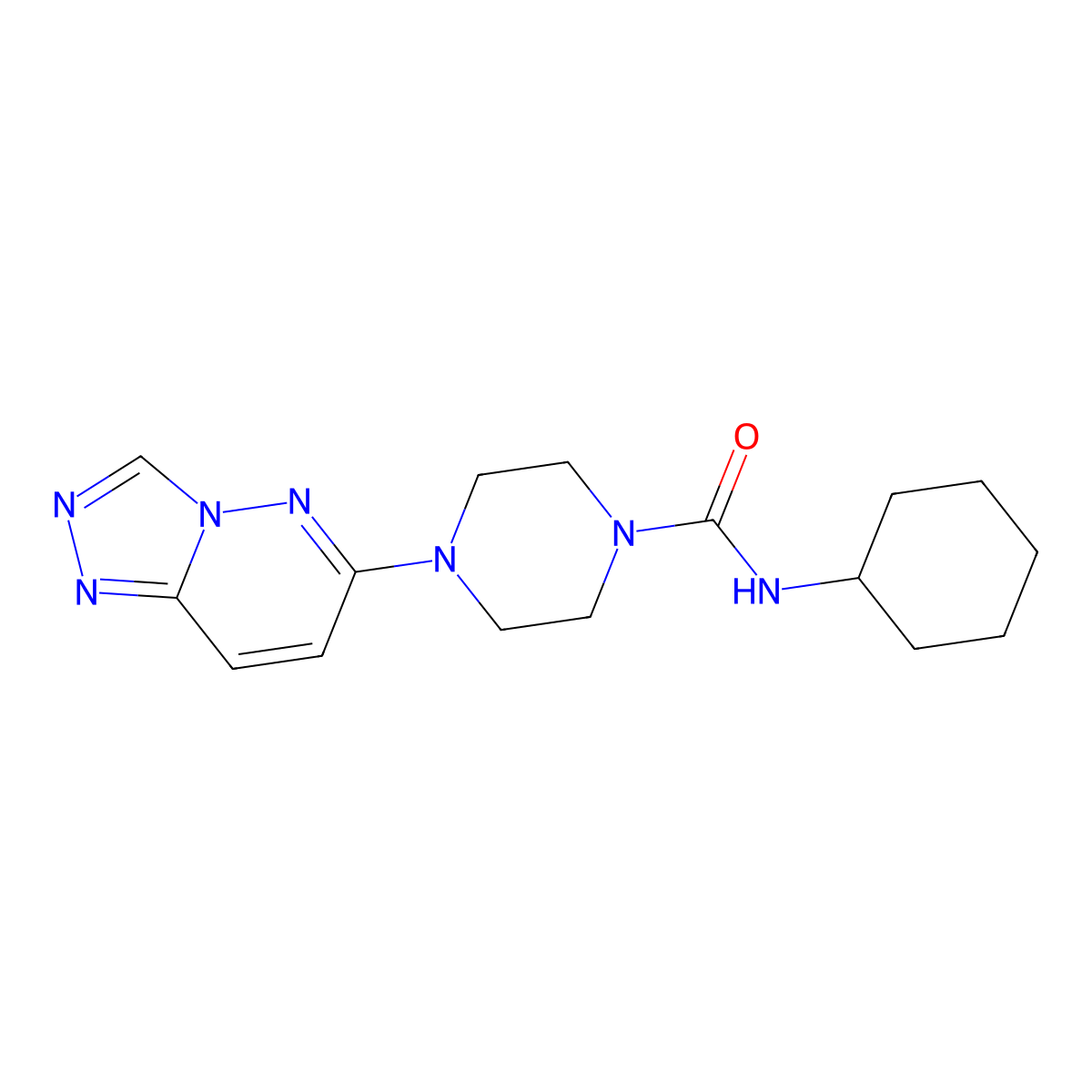 N-cyclohexyl-4-{[1,2,4]triazolo[4,3-b]pyridazin-6-yl}piperazine-1-carboxamide molecular structure, CAS 1040639-77-7