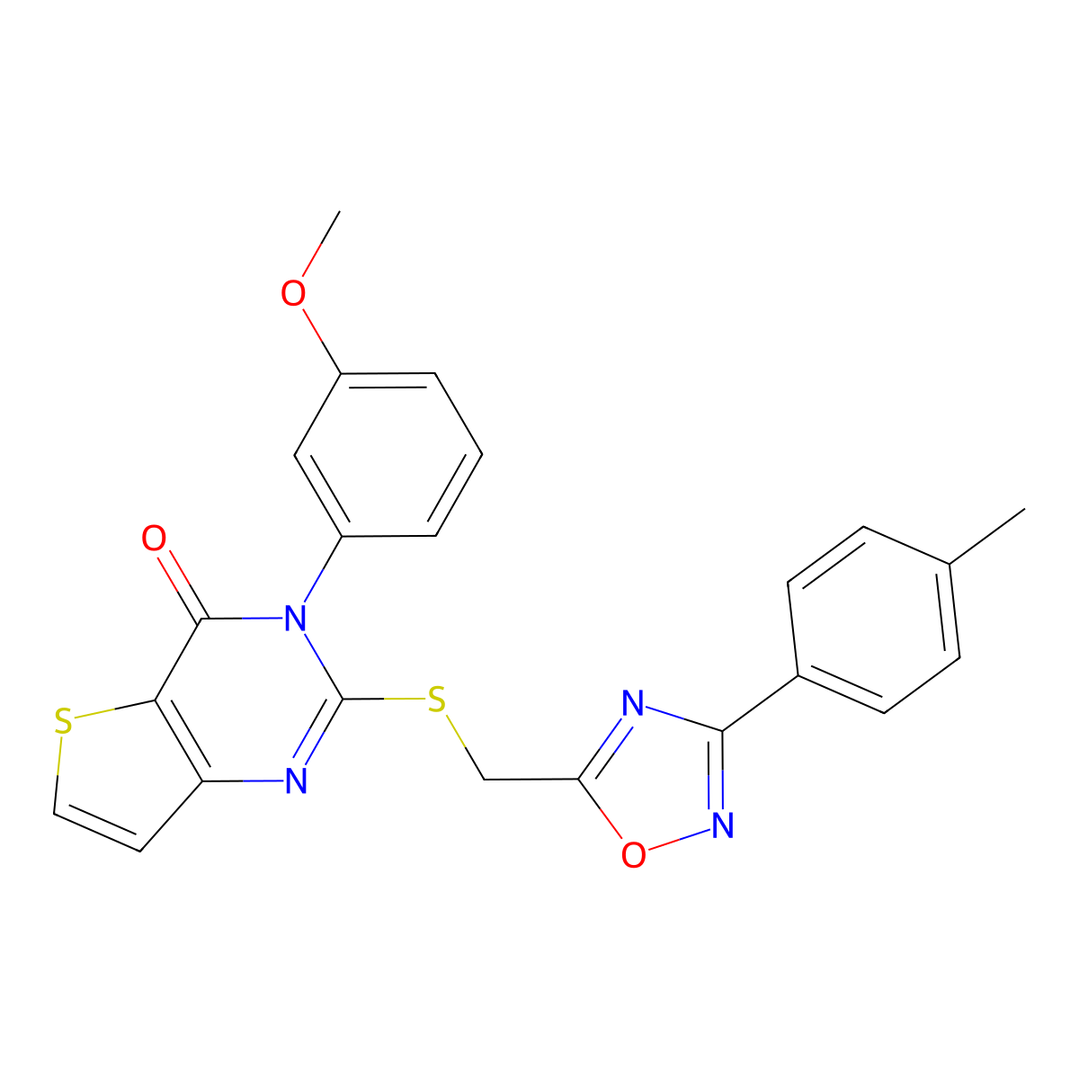 3-(3-methoxyphenyl)-2-({[3-(4-methylphenyl)-1,2,4-oxadiazol-5-yl]methyl}sulfanyl)-3H,4H-thieno[3,2-d]pyrimidin-4-one molecular structure, CAS 1040639-78-8
