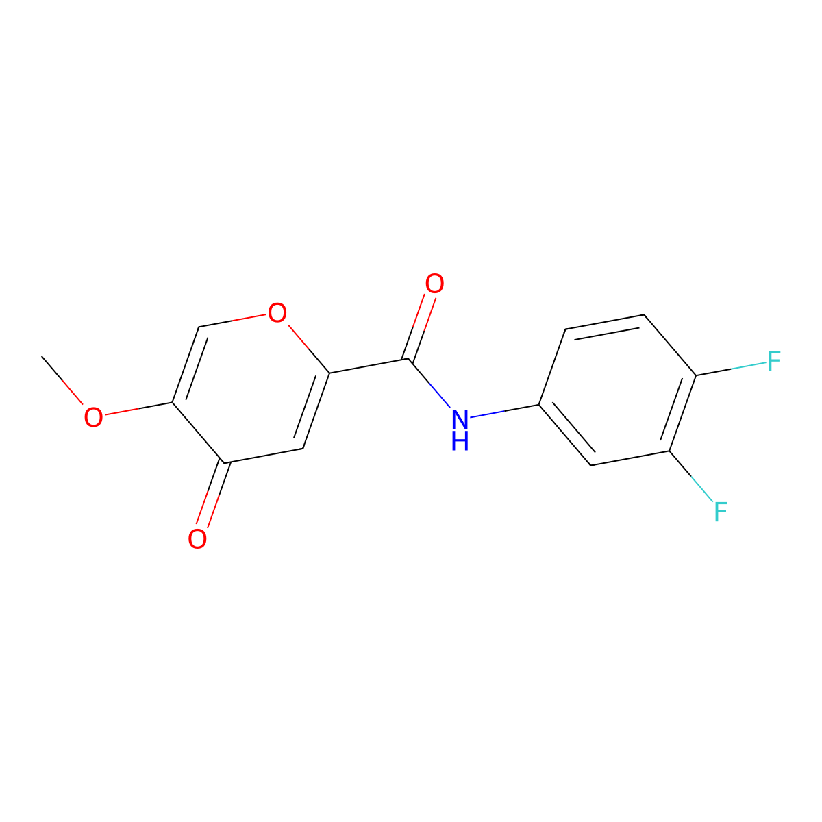N-(3,4-difluorophenyl)-5-methoxy-4-oxo-4H-pyran-2-carboxamide molecular structure, CAS 1040639-79-9