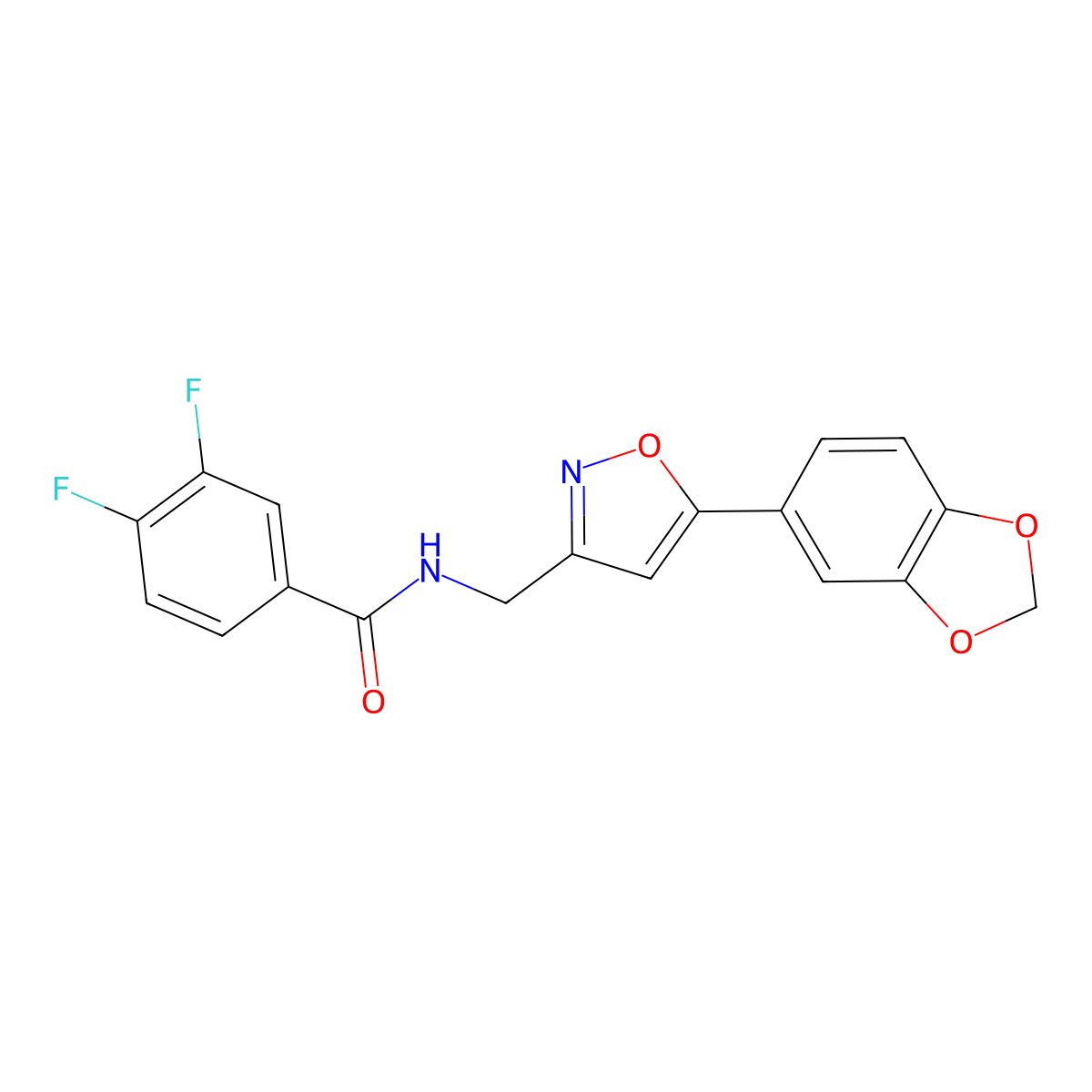 N-{[5-(2H-1,3-benzodioxol-5-yl)-1,2-oxazol-3-yl]methyl}-3,4-difluorobenzamide molecular structure, CAS 1040639-81-3