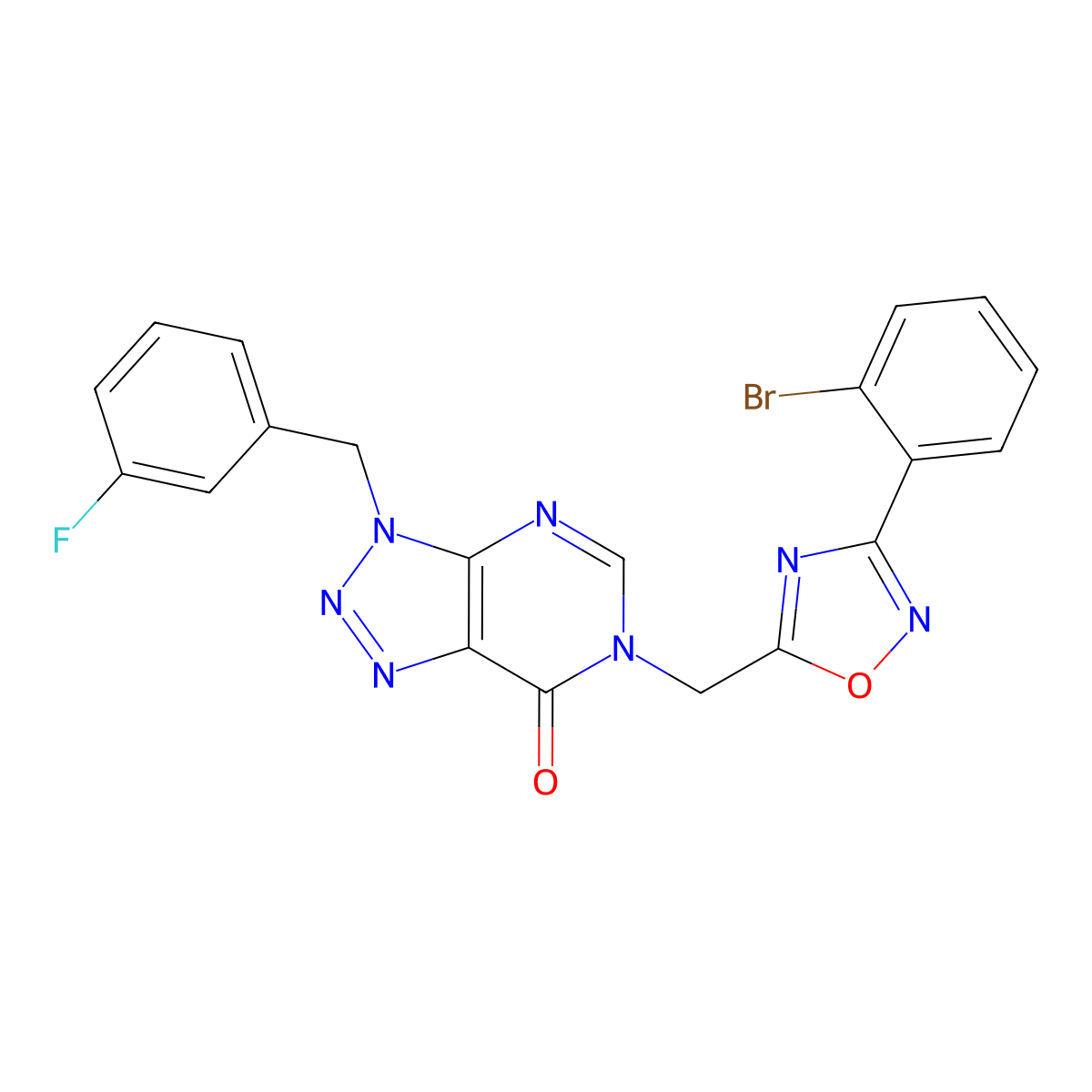 6-{[3-(2-bromophenyl)-1,2,4-oxadiazol-5-yl]methyl}-3-[(3-fluorophenyl)methyl]-3H,6H,7H-[1,2,3]triazolo[4,5-d]pyrimidin-7-one molecular structure, CAS 1040639-83-5