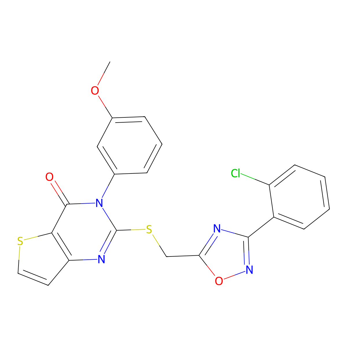 2-(((3-(2-chlorophenyl)-1,2,4-oxadiazol-5-yl)methyl)thio)-3-(3-methoxyphenyl)thieno[3,2-d]pyrimidin-4(3H)-one molecular structure, CAS 1040639-86-8