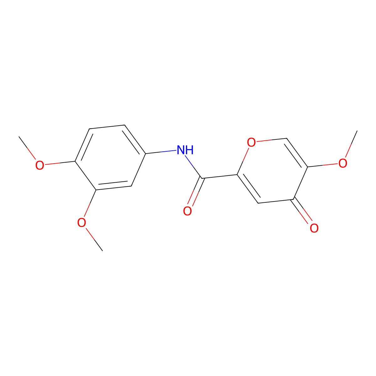 N-(3,4-dimethoxyphenyl)-5-methoxy-4-oxo-4H-pyran-2-carboxamide molecular structure, CAS 1040639-87-9