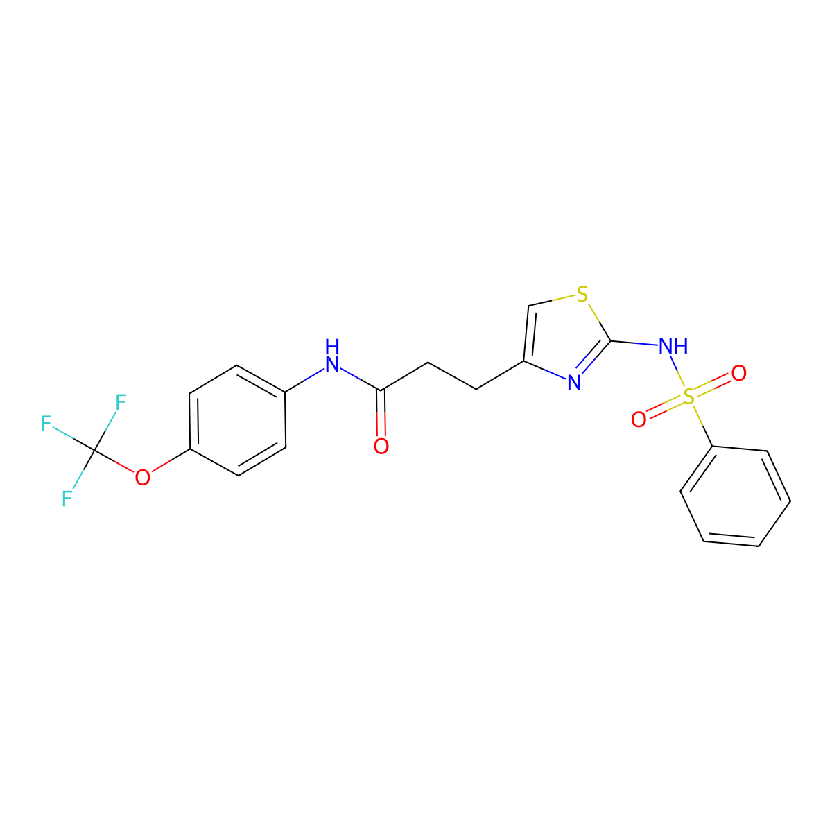 3-(2-benzenesulfonamido-1,3-thiazol-4-yl)-N-[4-(trifluoromethoxy)phenyl]propanamide molecular structure, CAS 1040639-88-0