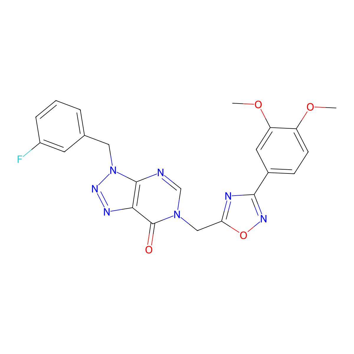 6-{[3-(3,4-dimethoxyphenyl)-1,2,4-oxadiazol-5-yl]methyl}-3-(3-fluorobenzyl)-3,6-dihydro-7H-[1,2,3]triazolo[4,5-d]pyrimidin-7-one molecular structure, CAS 1040639-91-5