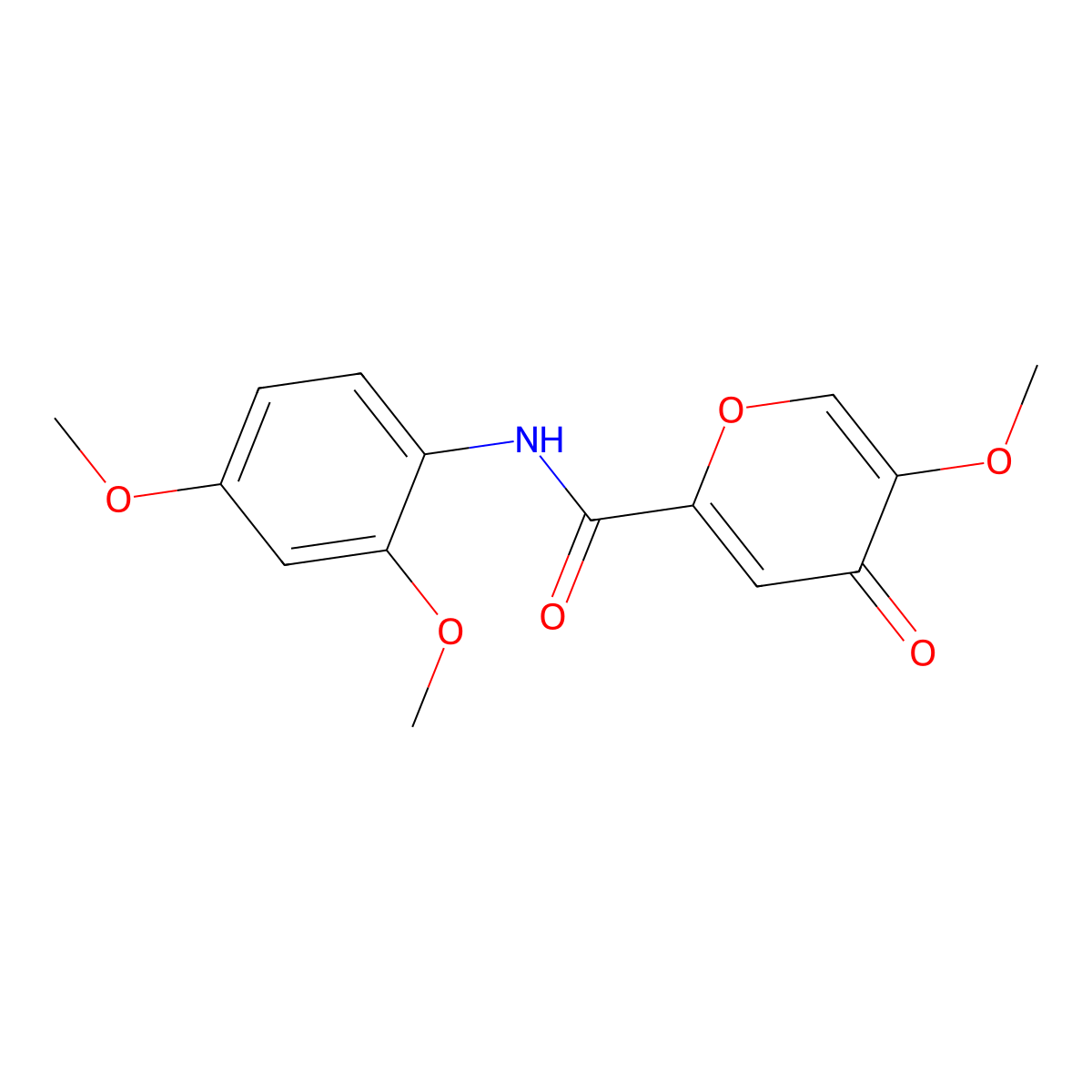 N-(2,4-dimethoxyphenyl)-5-methoxy-4-oxo-4H-pyran-2-carboxamide molecular structure, CAS 1040639-95-9