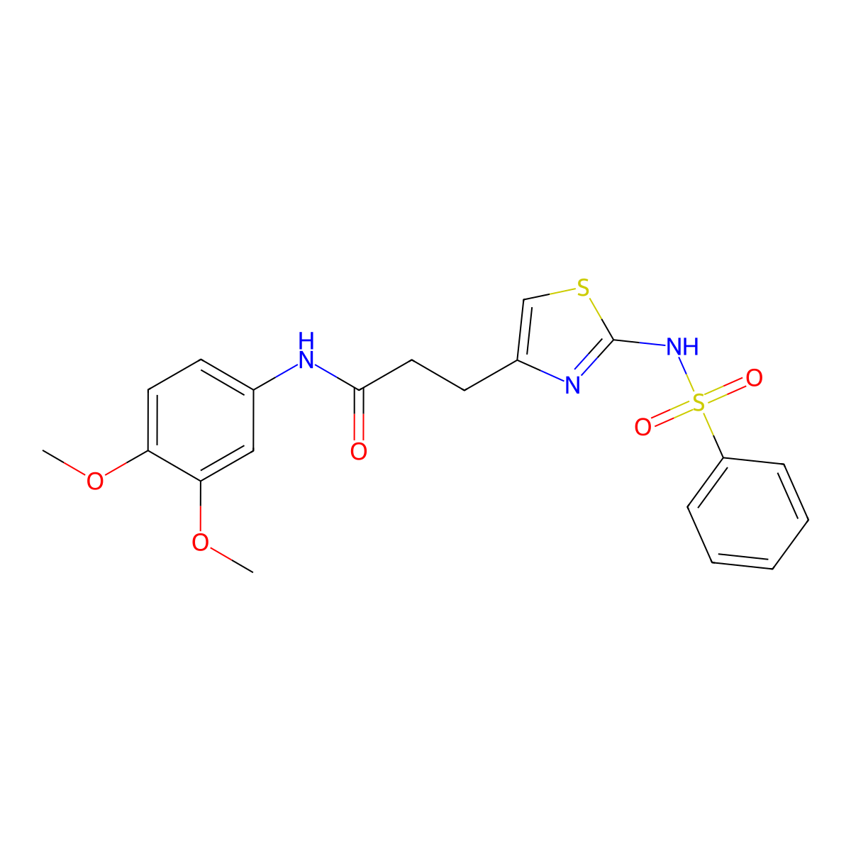 3-(2-benzenesulfonamido-1,3-thiazol-4-yl)-N-(3,4-dimethoxyphenyl)propanamide molecular structure, CAS 1040639-96-0