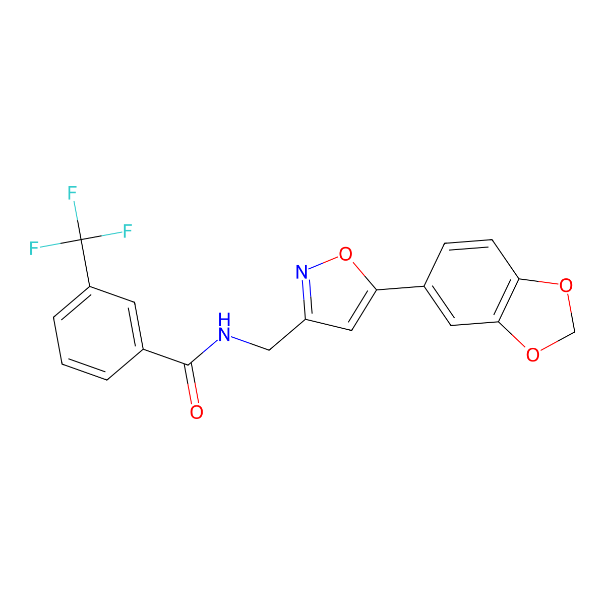 N-{[5-(2H-1,3-benzodioxol-5-yl)-1,2-oxazol-3-yl]methyl}-3-(trifluoromethyl)benzamide molecular structure, CAS 1040639-97-1