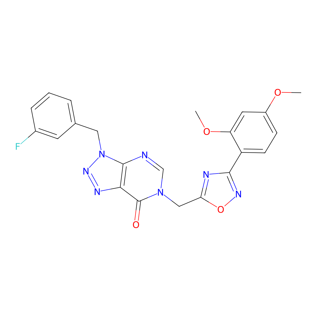 6-{[3-(2,4-dimethoxyphenyl)-1,2,4-oxadiazol-5-yl]methyl}-3-[(3-fluorophenyl)methyl]-3H,6H,7H-[1,2,3]triazolo[4,5-d]pyrimidin-7-one molecular structure, CAS 1040639-99-3