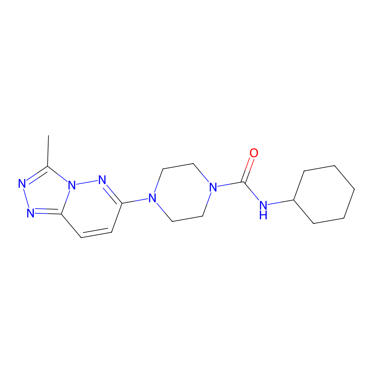 N-cyclohexyl-4-{3-methyl-[1,2,4]triazolo[4,3-b]pyridazin-6-yl}piperazine-1-carboxamide molecular structure, CAS 1040640-00-3