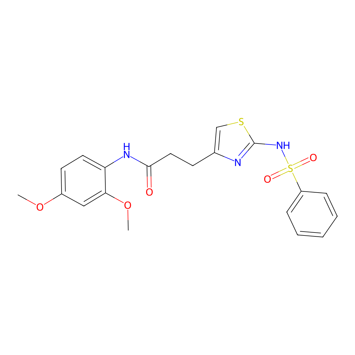 3-(2-benzenesulfonamido-1,3-thiazol-4-yl)-N-(2,4-dimethoxyphenyl)propanamide molecular structure, CAS 1040640-02-5