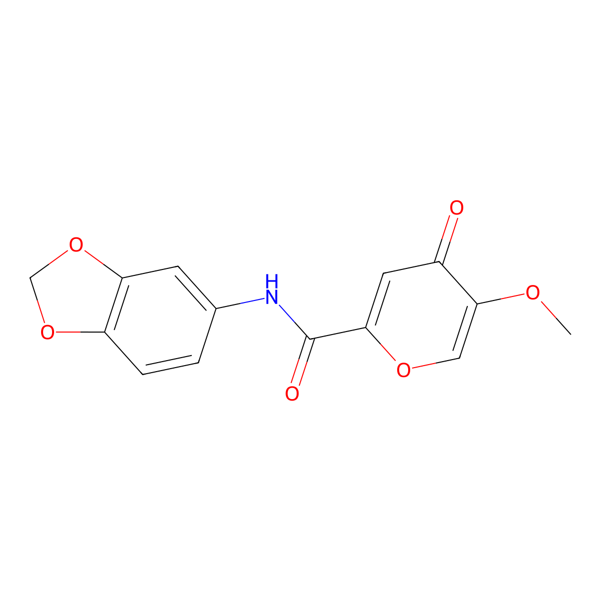 N-(2H-1,3-benzodioxol-5-yl)-5-methoxy-4-oxo-4H-pyran-2-carboxamide molecular structure, CAS 1040640-03-6