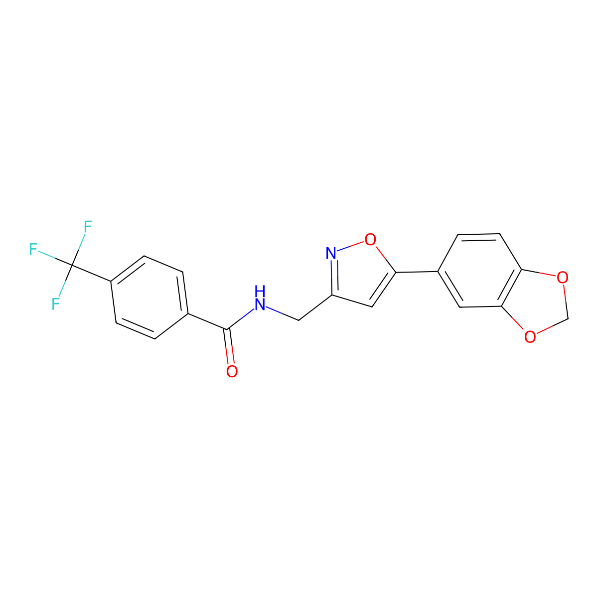 N-{[5-(2H-1,3-benzodioxol-5-yl)-1,2-oxazol-3-yl]methyl}-4-(trifluoromethyl)benzamide molecular structure, CAS 1040640-04-7