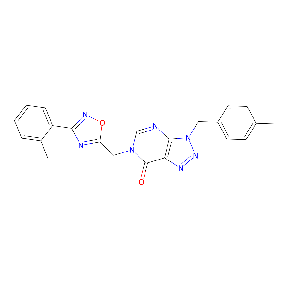 3-(4-methylbenzyl)-6-((3-(o-tolyl)-1,2,4-oxadiazol-5-yl)methyl)-3H-[1,2,3]triazolo[4,5-d]pyrimidin-7(6H)-one molecular structure, CAS 1040640-06-9