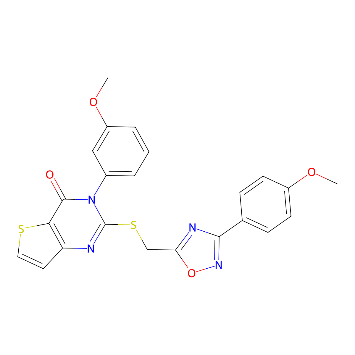 3-(3-methoxyphenyl)-2-({[3-(4-methoxyphenyl)-1,2,4-oxadiazol-5-yl]methyl}sulfanyl)-3H,4H-thieno[3,2-d]pyrimidin-4-one molecular structure, CAS 1040640-08-1