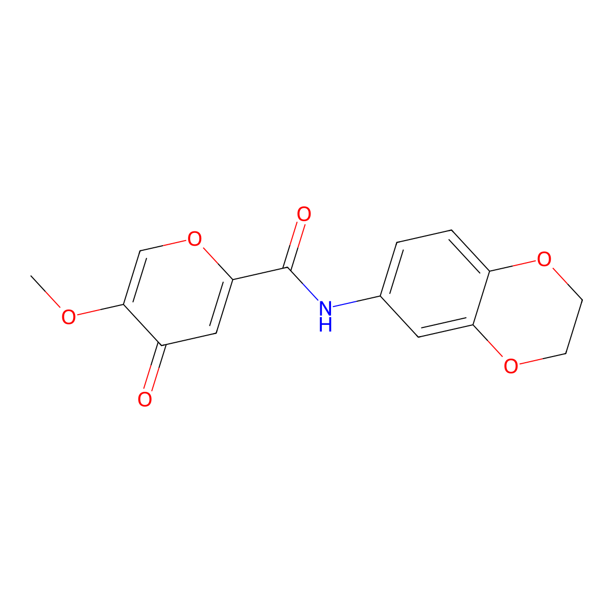 N-(2,3-dihydrobenzo[b][1,4]dioxin-6-yl)-5-methoxy-4-oxo-4H-pyran-2-carboxamide molecular structure, CAS 1040640-10-5