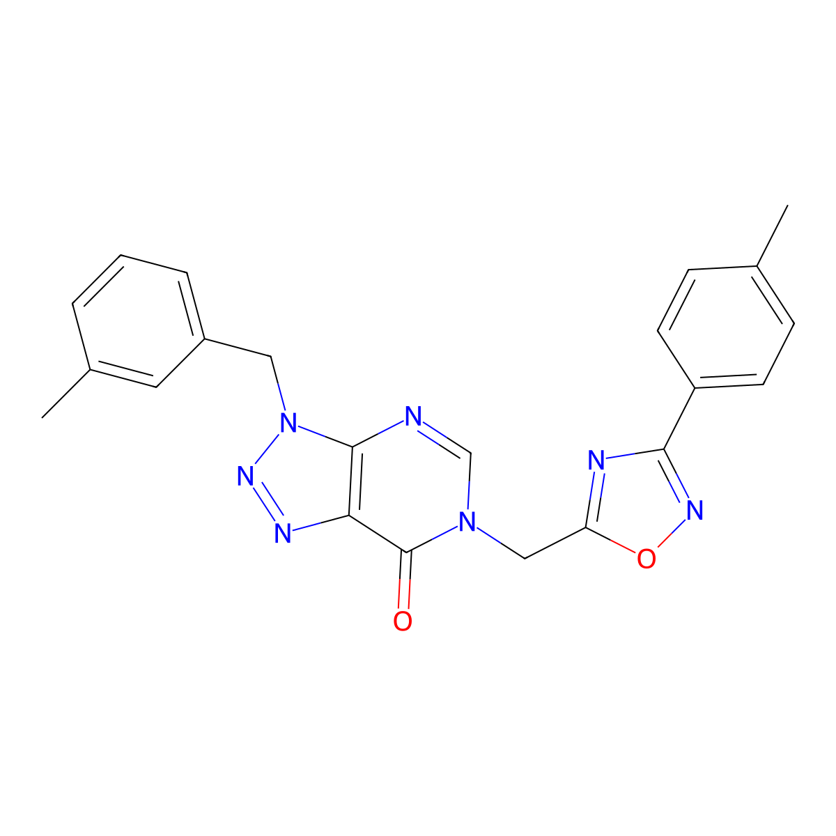 6-{[3-(4-methylphenyl)-1,2,4-oxadiazol-5-yl]methyl}-3-[(3-methylphenyl)methyl]-3H,6H,7H-[1,2,3]triazolo[4,5-d]pyrimidin-7-one molecular structure, CAS 1040640-13-8