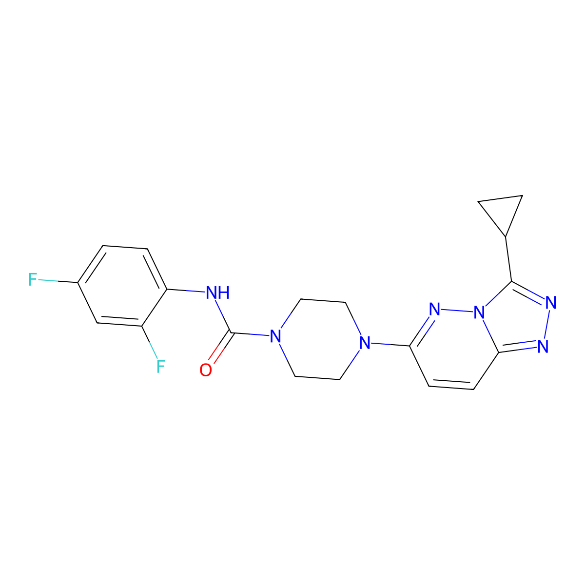4-{3-cyclopropyl-[1,2,4]triazolo[4,3-b]pyridazin-6-yl}-N-(2,4-difluorophenyl)piperazine-1-carboxamide molecular structure, CAS 1040640-14-9