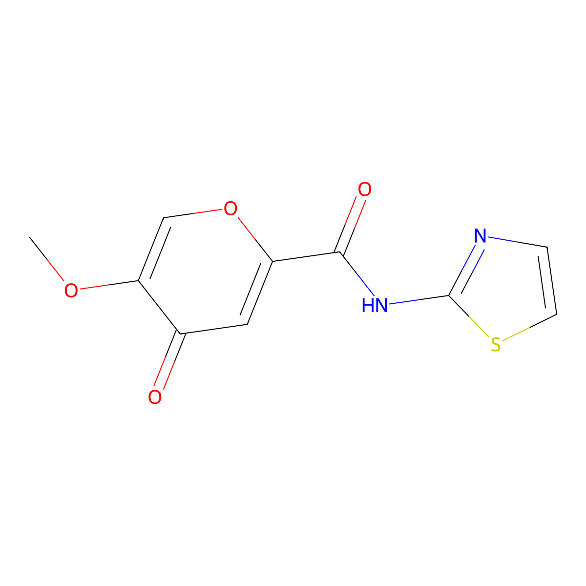 5-methoxy-4-oxo-N-(thiazol-2-yl)-4H-pyran-2-carboxamide molecular structure, CAS 1040640-16-1