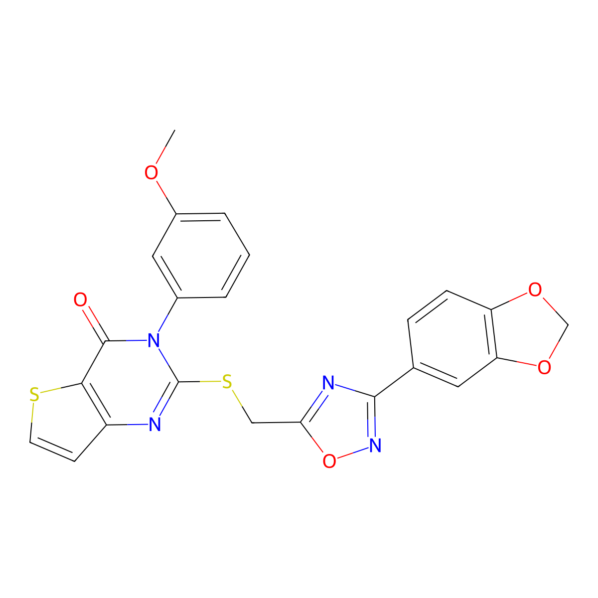 2-({[3-(2H-1,3-benzodioxol-5-yl)-1,2,4-oxadiazol-5-yl]methyl}sulfanyl)-3-(3-methoxyphenyl)-3H,4H-thieno[3,2-d]pyrimidin-4-one molecular structure, CAS 1040640-17-2