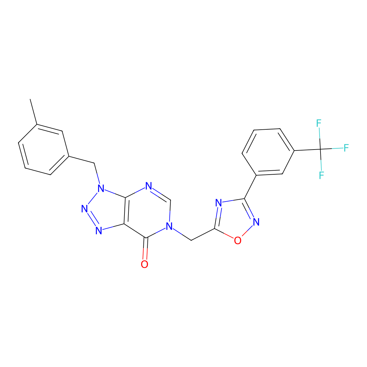 3-[(3-methylphenyl)methyl]-6-({3-[3-(trifluoromethyl)phenyl]-1,2,4-oxadiazol-5-yl}methyl)-3H,6H,7H-[1,2,3]triazolo[4,5-d]pyrimidin-7-one molecular structure, CAS 1040640-19-4